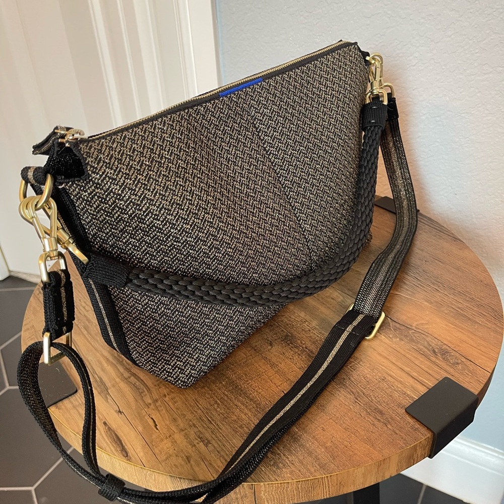 Rothy’s The Daily Crossbody in Black Mist Herringbone